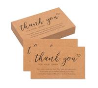 KEUKORZ Kraft Small Thank You Cards for Business Orders, “Thank You for Your Order” Appreciation Notes for Business Customers, Store Orders, Birthdays, Anniversary Notes (5.4 x 9cm)