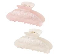 KEUKORZ Medium Hair Claws Clips - 2Pcs White&Pink Cute Large Claw Clips with Inner Teeth for Women - Fashion Accessories Decoration for Dressing Makeup Hair-Sectioning(White&Pink)