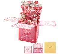KEUKORZ Pop Up Valentines Day Cards with Envelope - Pink 3d Pop-up Valentine Wedding Greeting Card with Balloon for Him Her Wife Husband Girlfriend