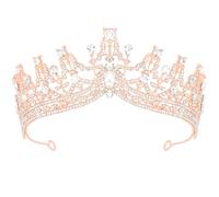KEUKORZ Rose Gold Pink Tiara for Women - Diamond Crown for Women- Fashion Shinning Rhinestone Headband Hairband Accessory for Queen Princess Bride Wedding Party Prom Decoration (1pc, Rose Gold)