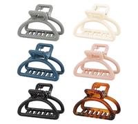 KEUKORZ Semi-circle Strong Hold Hair Claw Clips for Women, Medium Muti-colored Solid Hair Accessories Non-Slip for Women,6PCS