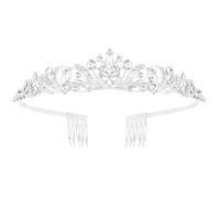 KEUKORZ Silver Princess Crystal Tiara for Women - Diamond Crown for Wedding Women- Fashion Shinning Rhinestone Headband Hairband Accessory for Queen Bride Wedding Party Prom Decoration (1pc, Silver)