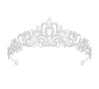 KEUKORZ Silver Princess Tiara for Women - Diamond Crown for Wedding Women- Fashion Shinning Rhinestone Headband Hairband Accessory for Queen Bride Bridal Wedding Party Prom Decoration (1pc, Silver)