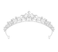 KEUKORZ Silver Princess Tiara for Women - Diamond Crown for Wedding Women- Fashion Shinning Rhinestone Headband Hairband Accessory for Queen Bride Bridal Wedding Party Prom Decoration (1pc, Silver)
