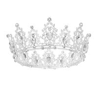 KEUKORZ Silver Princess Tiara for Women - Diamond Round Crown for Wedding Women- Fashion Shinning Rhinestone Headband Hairband Accessory for Queen Bride Wedding Party Prom Decoration (1pc, Silver)