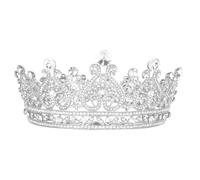 KEUKORZ Silver Princess Tiara for Women - Diamond Round Crown for Wedding Women- Fashion Shinning Rhinestone Headband Hairband Accessory for Queen Bride Wedding Party Prom Decoration (1pc, Silver)