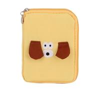 KEUKORZ Yellow Cute Dog Design Passport Holder, Canvas Travel Wallet Organizer Purse with Zipper Closure for Cards and Documents