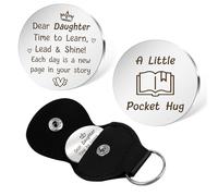 kEUkunHA Back to School Gifts First Day at School Gifts For Girls Starting Primary School Secondary School University Gifts Special Pocket Hug Token With Leather Keychain Presents for Daughter