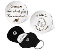 kEUkunHA Back to School Gifts For Boys 1st Day at School Gifts Starting Primary School Secondary School University Gifts Special Pocket Hug Token With Leather Keychain Presents for Grandson