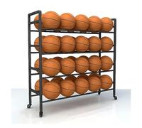 KEuLen Ball Storage Rack,Rolling Sports Ball Storage Cart Heavy Duty Ball Storage Organizer Cart Floor-Standing, Double-Sided Balls Display Stand For School(123x35x120cm)