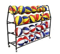KEuLen Ball Storage Rack,Rolling Sports Ball Storage Cart Rolling Ball Storage Cart, Floor Standing Heavy Duty Basketball Football Display Rack Holder With Lockable Wheels(Black,Medium)