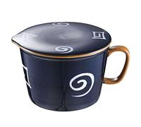 KeuLen Ceramic Bowl,Ceramic Dish SetLarge Soup Bowl with Handle and Lid, Ceramic Ramen Bowl, Breakfast Bowl, Microwave Bowl Oven Safe-blue-B-1000ml, 35oz (Color : Blue a)