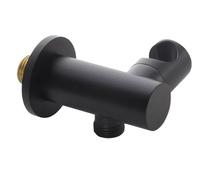 KeuLen Shower Head Holder,1Pcs Matt Black Handheld Spray Bracket Wall Mount Hand Sprayer Solid Brass Accessories Connector Elbow Unit Spout(White)(Black)