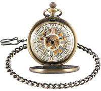 KeuLen Vintage Pocket Watch,Pocket Watch with Chain for Men Women,Pocket Watch Retro Smooth Classic Mechanical Hand-Wind Pocket Watch Roman Numerals Fob Watch for Men Women with Chain
