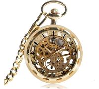 KeuLen Vintage Pocket Watch,Pocket Watch with Chain for Men Women,Vintage Watch Necklace Steampunk Skeleton Mechanical Fob Pocket Watch Clock Pendant Hand-Winding Men Women Chain Gift