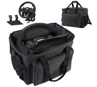 Keureedg Storage Case for Driving Force Racing Wheel and Floor Pedals, Stainless Steel Paddle Shifters Organizer Steering Wheel Storage Cover for PS5 PS4 PC