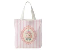 KEUSPI Coquette Pink and Blue Bow Christmas Lantern Tote Bag for Women, Pastel Girly Christmas Canvas Tote Bag, Pink and White Striped Xmas Lantern Reusable Shopping Grocery Bags