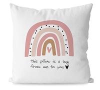 KEUSPI Pink Boho Rainbow This Pillow is a Hug from Me to You Decor Pillowcase Throw Pillow Cover 18x18 Inch,Pink Boho Rainbow Home Decor Decorations Pillow Cover,Gifts for Long Distance Relationship