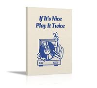 KEUSPI Retro Funky Wall Decor If It's Nice Play It Twice Funny Band Studio Turntable Trendy Canvas Wall Art Painting Paints Picture For Home Studio Bedroom Girls Room,girly play room wall art 11x14