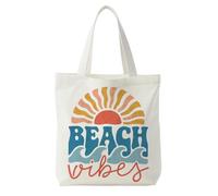 KEUSPI Summer Beach Tote Bag for Women, Retro Boho Ocean Waves Sunshine Coastal Nautical Canvas Tote Bag, Beach Lover Gifts, Summer Vibes Reusable Shopping Grocery Bags