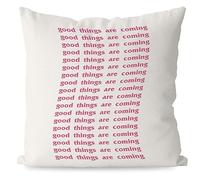 KEUSPI Trendy Retro Good Things are Coming Motivational Throw Pillow Cover,Positive Dorm Throw Pillow Covers 18×18 Inch,Trendy Dorm Room Decor,Trendy Inspirational Gifts for Women Teenage Girls