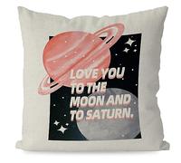 KEUSPI Trendy Retro Love You to The Moon and to Saturn Universe Throw Pillow Cover,Cute Dorm Throw Pillow Covers 18×18 Inch,Trendy Dorm Room Decor,Trendy Love Gifts for Women Teenage Girls