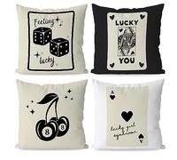 KEUSPI Trendy Y2K Retro Feeling Lucky You Girl Syndrome 8 Ball Cherry Dice Throw Pillow Cover, Trendy Dorm Throw Pillow Covers 18×18 Inch Set of 4 Room Decor,Trendy Lucky Gifts for Women Teenage Girls