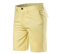 keusyoi Man Cotton Shorts Summer Male Casual Business Shorts Men Beach Stretch Chino Shorts Classic Fit Shorts Yellow