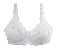 Keuvium Comfort Bras for Women UK Plus Size Sexy Lace Full Coverage Women's Everyday Bras No Wire Adjustable Thin Strap Minimiser Bra Large Bust Stretch High Impact Push Up Wireless Bra White