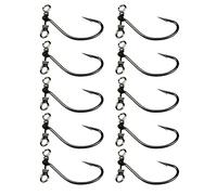 Keuyeo 10pcs Drop Shot Hook, Wide Gap Worm Hook with Swivel, Fishing Hook for Soft Worm Fishing Tackle