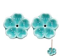Keuyeo 2 Pcs Japanese Ceramic Cherry Blossom Incense Stick Holder Incense Burner Holder Unique Catcher Inscent Tray Decorative Gift Home Decor