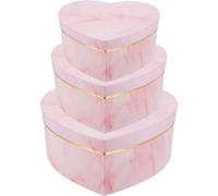 Keuyeo 3 Pcs Heart Shaped Box Wrapping Basket Flower Packaging Flowery Hat for Arrangements Candle Black Marbles Candle Packaging with Cover Packing Basket