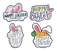 Keuyeo 4pcs Cute Easter Brooches Pins Set Colorful Happy Easter Rabbit Bunny Lapel Pin Badge Brooches for Festival Backpacks Clothes
