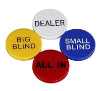 Keuyeo 4pcs Texas Poker Chip Round Chip Small Blind Big Blind Dealer Coin Buttons Game Accessory Waterproof