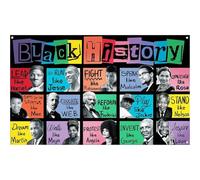 Keuyeo Black History Month Backdrop Banner, School Classroom Bulletin Board Decoration Banner with African American Famous People for Educational Wall Decor