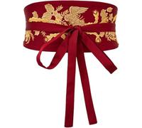 Keuyeo Chinese Traditional Pre-tied Belt - Auspicious Symbolism Embroidered Wide Waistband Women's Accessories