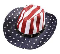 Keuyeo Classic American Flag Cowboy Hat, Vintage Western Style Usa Flag Cowboy Cowgirl Hat Party Patriotic Hat for Men Women