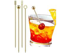 Keuyeo Cocktail Picks 4pcs Stainless Steel Toothpicks Fruit Sticks Martini Olive Skewers Reusable Metal Drinks Skewers Garnish Sticks