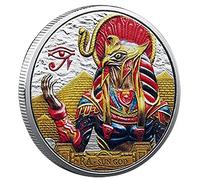 Keuyeo Colorful Ancient Egyptian Sun God Painted Coin Ra-sun God Commemorative Coins Gold and Silver Badge Metal Crafts Collectible
