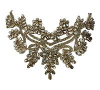 Keuyeo Crystal Diamond Applique Rhinestone Sew on Embroidered Patch Bridal Sequin Applique for Wedding Dress Belt Bags DIY