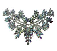 Keuyeo Crystal Diamond Applique Rhinestone Sew on Embroidered Patch Bridal Sequin Applique for Wedding Dress Belt Bags DIY