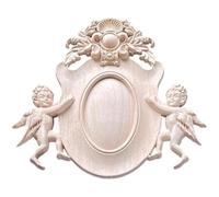 Keuyeo French Style Solid Wood Angel Relief Carved Decals for Corner Appliques Frame Wall Door Furniture Woodcarving Decorative