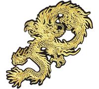 Keuyeo Gold Dragon Patch Embroidered Applique Patch Chinese Dragon Sew on or Iron on Patches for Diy Chinese Dragon Costume
