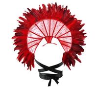 Keuyeo Gothic Lace Feather Stand Up Collar Baroque Standing Queen Collar Shoulder Wrap Victorian Halloween Cosplay Costume Accessory