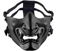 Keuyeo Japanese Style Mask Samurai Oni Half Face Ghost Japanese for Halloween Costume Cosplay Props Black