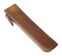 Keuyeo Leather Pencil Bag, Small Aesthetic Pencil Case Simple Pen Case Storage Bag Retro Stationery Bag Holder for Office School