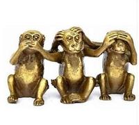 Keuyeo Mini Cute Copper Statue Three Wise Monkeys Hear See Speak No Evil 3 Monkey Random Style