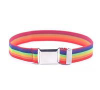 Keuyeo Rainbow Adjustable Magnetic Canvas Belt Elastic Dress Stretch Belt with Easy Flat Magnetic Buckle for Children Kids Boys Girls