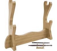 Keuyeo Stand Wand Stand Two Tiers Wood Samurai Stand Blade Holder Dagger Dispaly Stand Short Rack for Home Office