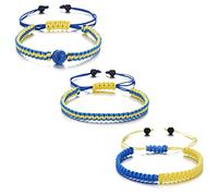 Keuyeo Ukraine Bracelet with Stone Beads, 3pcs Adjustable Handmade Weaving Pray for Ukraine Friendship Bracelets